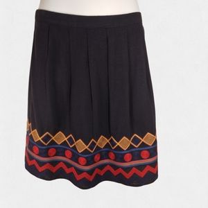 Pomelo by Anthropologie linen blend lined skirt with embroidered detail size XL